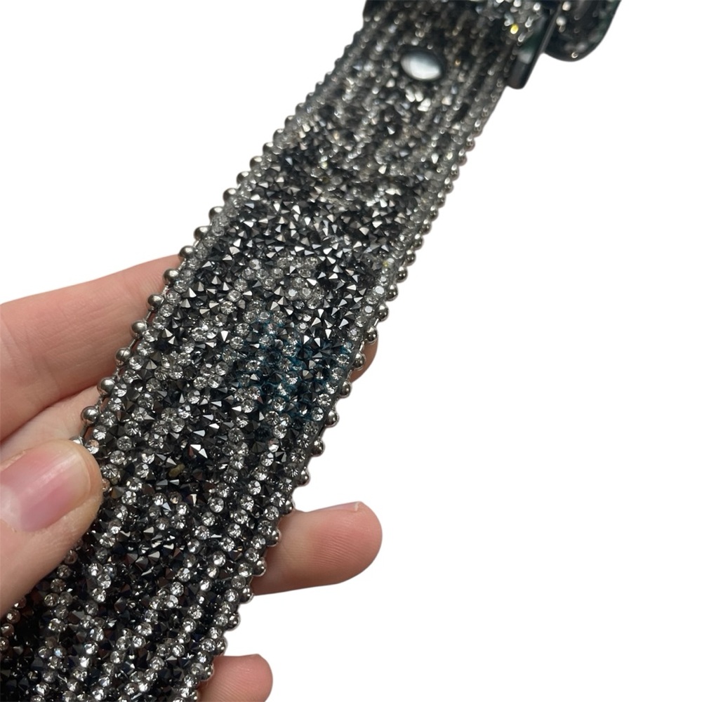 Embellished Black Crystal Western Belt with Decorative Buckle - Picture 6 of 7